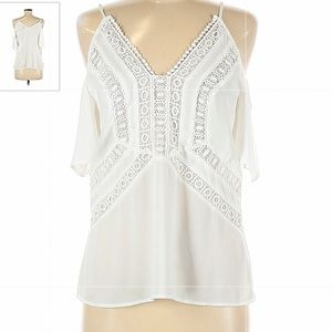 Chelsea28 Tank Shoulder Sheer White Strap Blouse